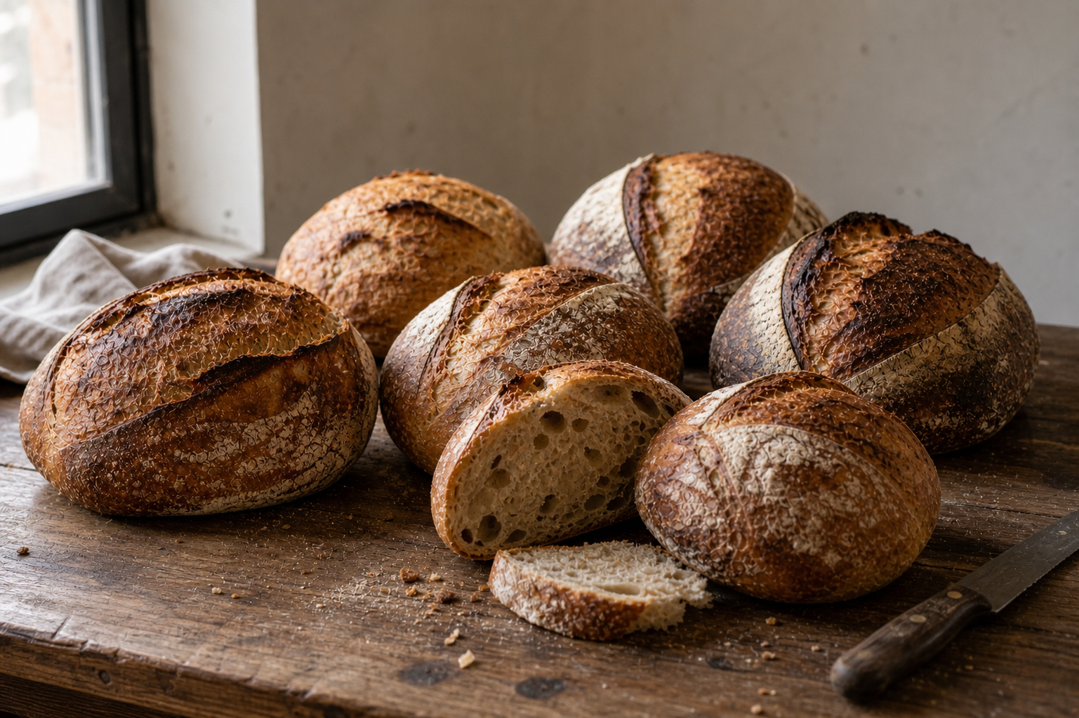 Fresh country sourdough loaf at Morningsong Bakery
